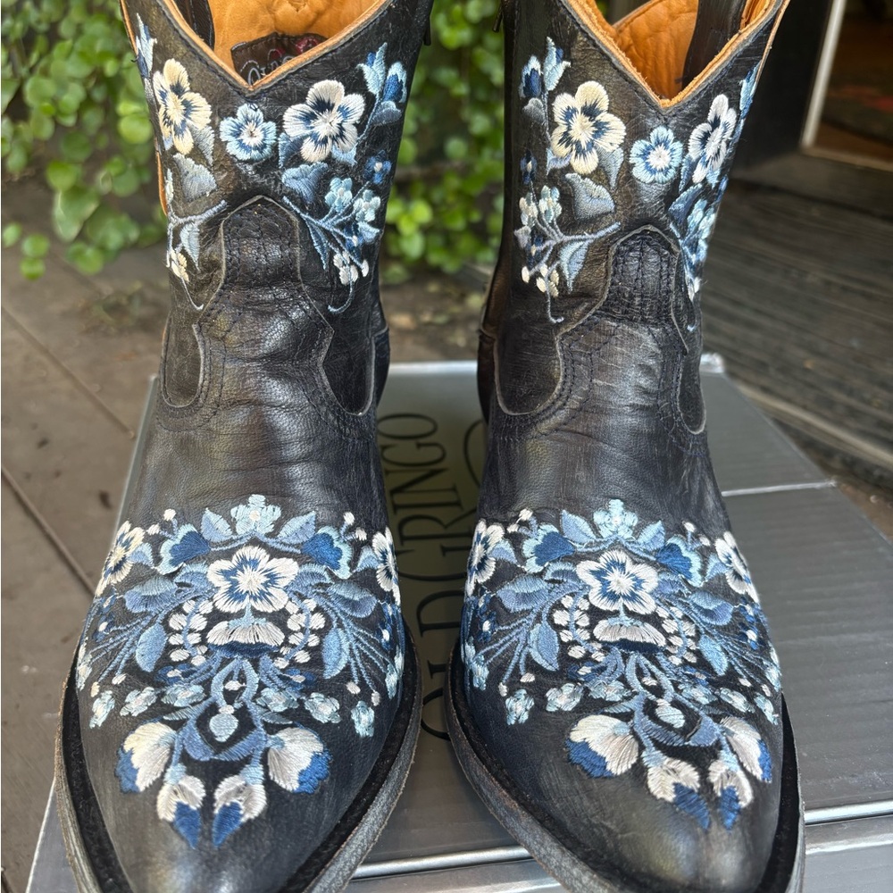 Old Gringo sorazipper 7” boots size 8B blue floral embroidery - Picture 2 of 8